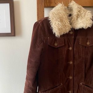 Corduroy Jacket with Faux Fur Collar